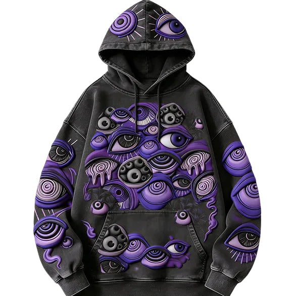 'All-Seeing Eyes' Surrealist Graphic Hoodie