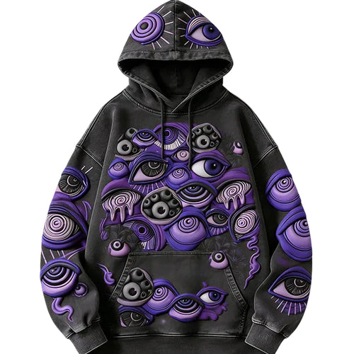 'All-Seeing Eyes' Surrealist Graphic Hoodie