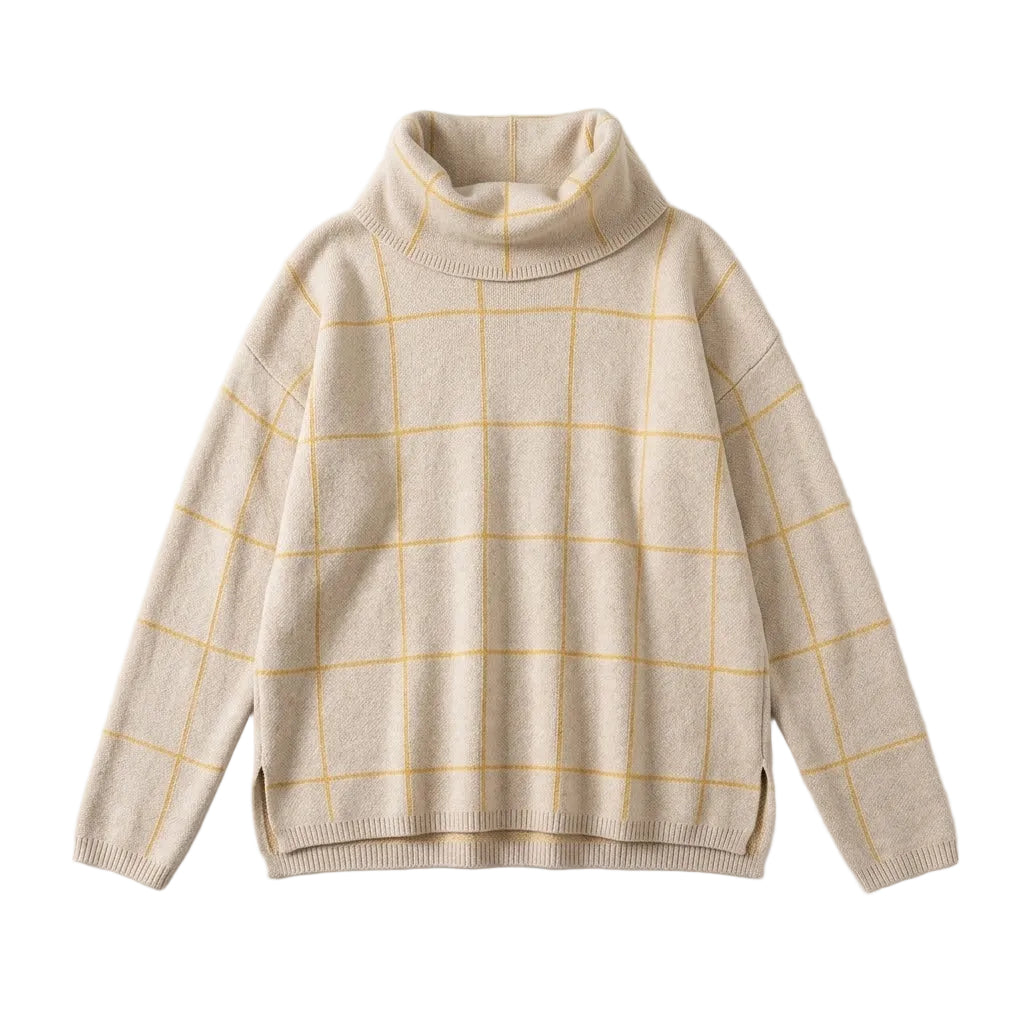 Avenue Check Grid Rollkragenpullover