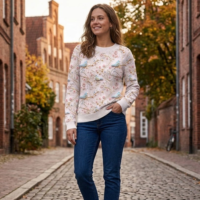 Bloom &amp; Birds Embroidery Knit Sweater