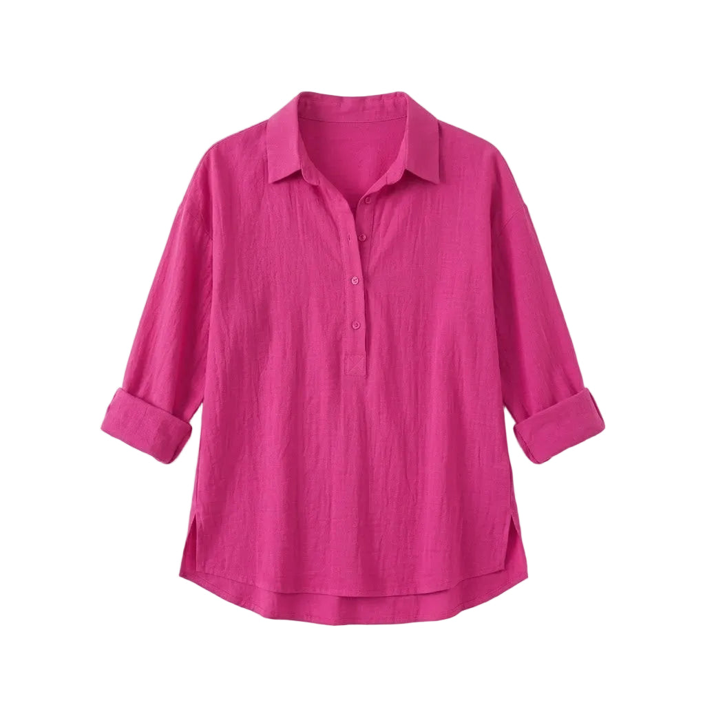 Fuchsia Cotton-Linen Tunic Shirt