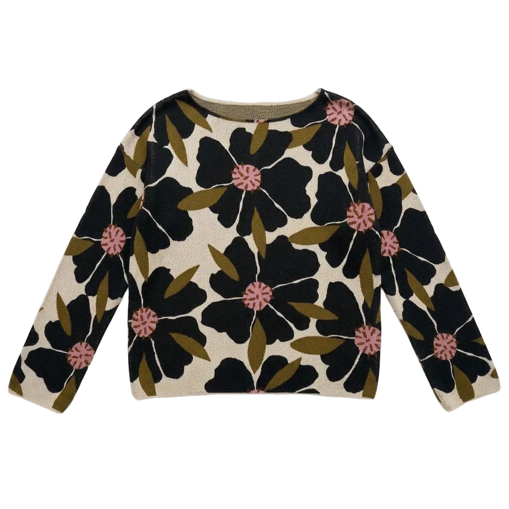 Retro Floral Art Knit Sweater