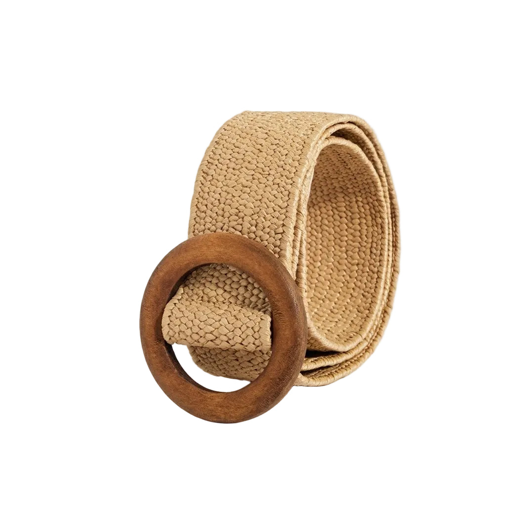 NATURAL BOHO – Woven Straw Style Elastic Belt