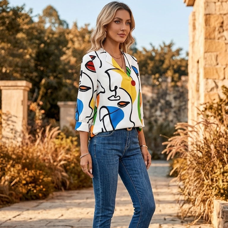 Boho Paisley V-Neck Crop Blouse