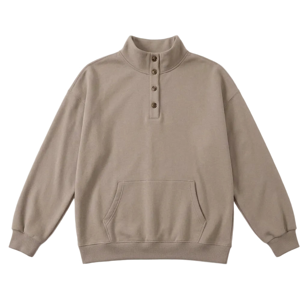 Over-Collared Button Sweatshirt