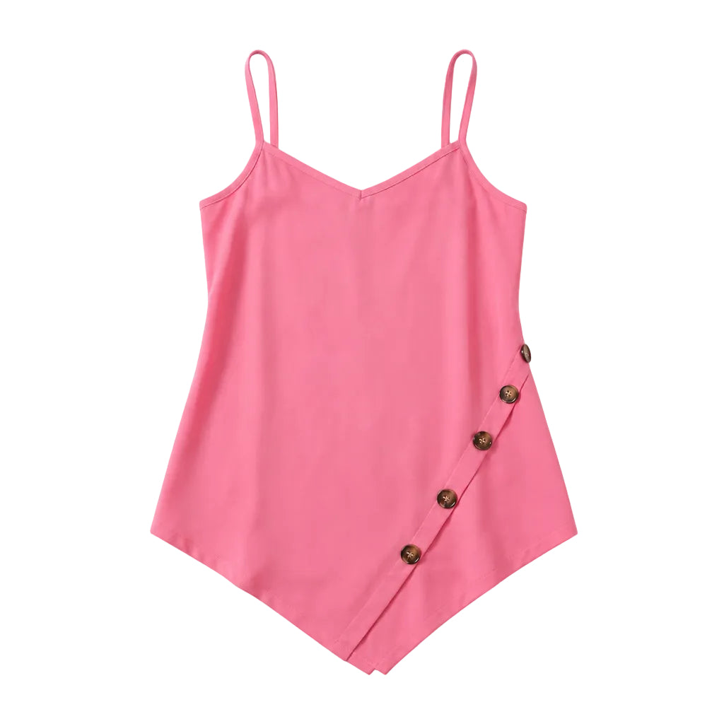 Peach Asymmetric Button Cami Top