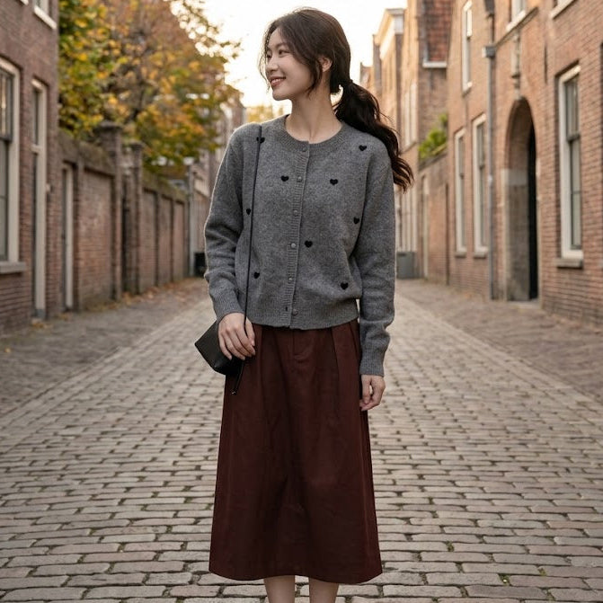 3D Hearts Knit Cardigan