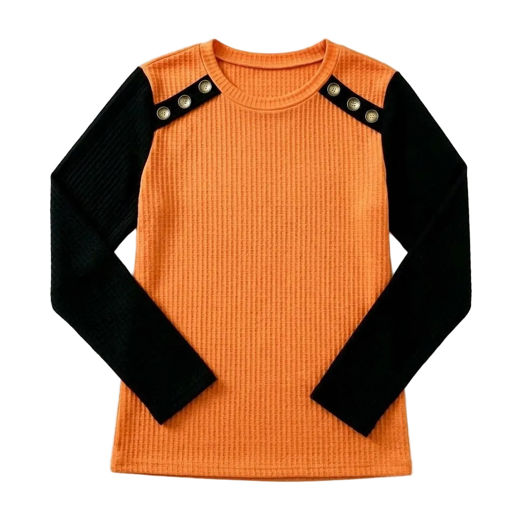 Color-Block Waffle Long-Sleeve Top