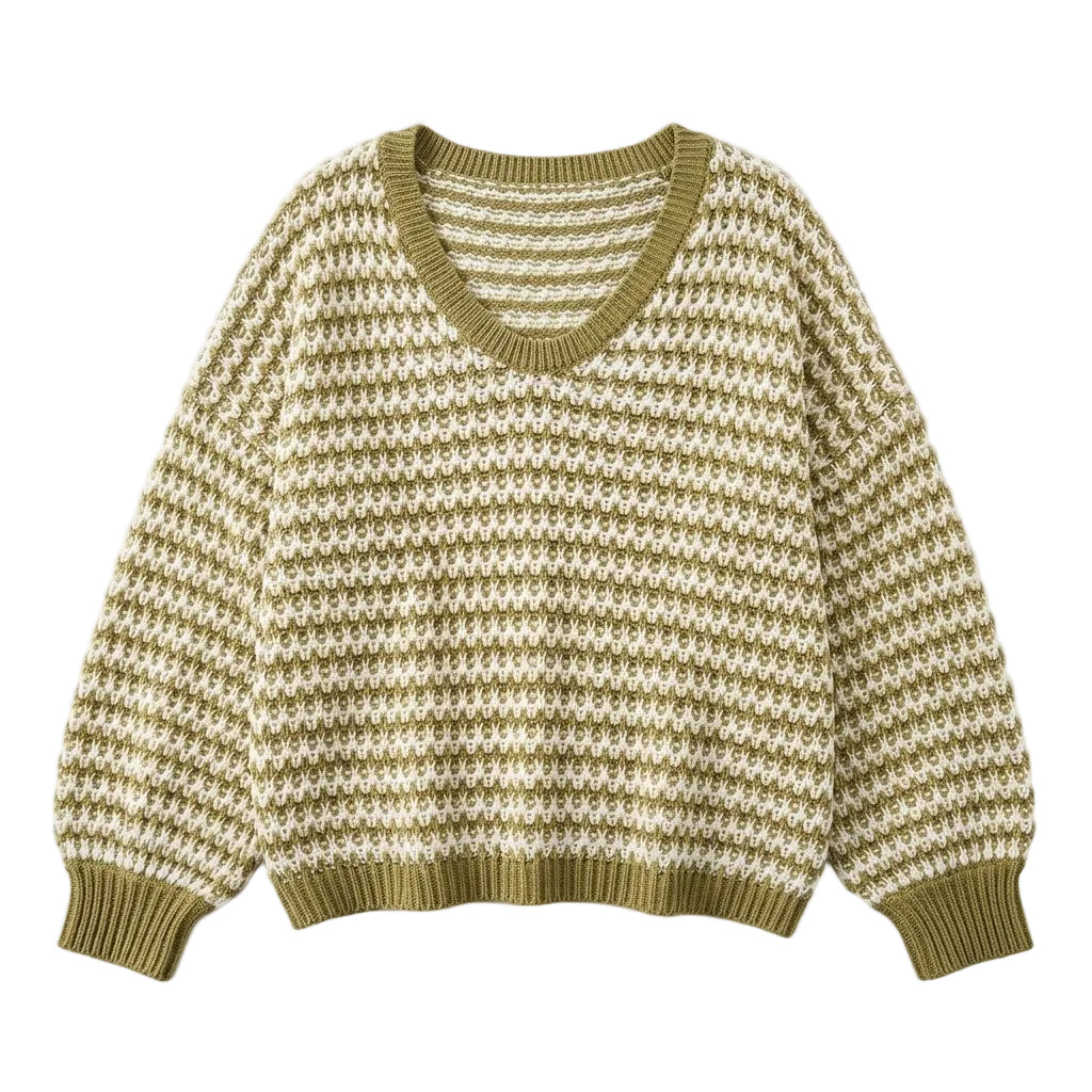 V-Neck Textured Knit Sweater