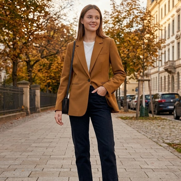CARAMEL ELEGANCE TAILORED Blazer