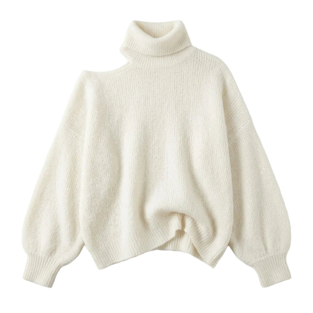 Cut-Out High-Neck Knit Sweater
