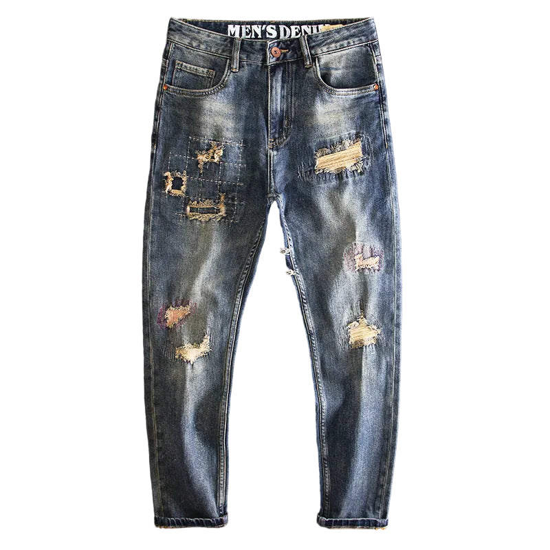 Destroyed Patchwork Denim Jeans