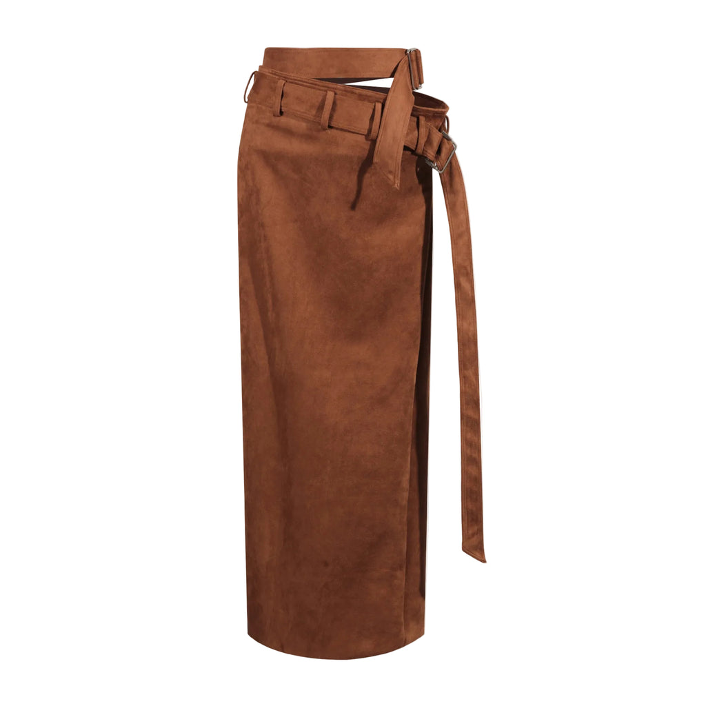 Faux-Wildleder Wickelrock