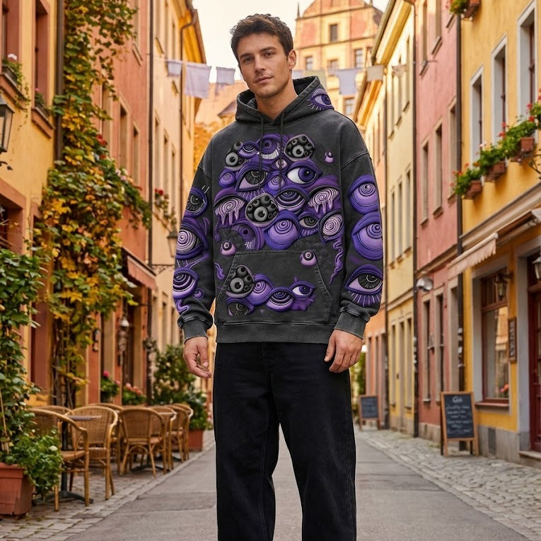 'All-Seeing Eyes' Surrealist Graphic Hoodie