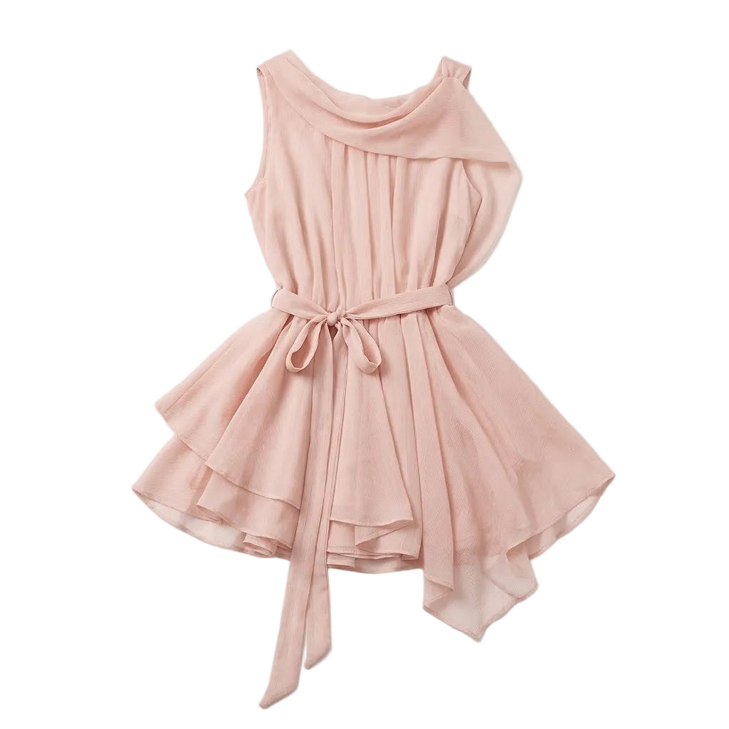 Asymmetric Layered Chiffon Mini Dress