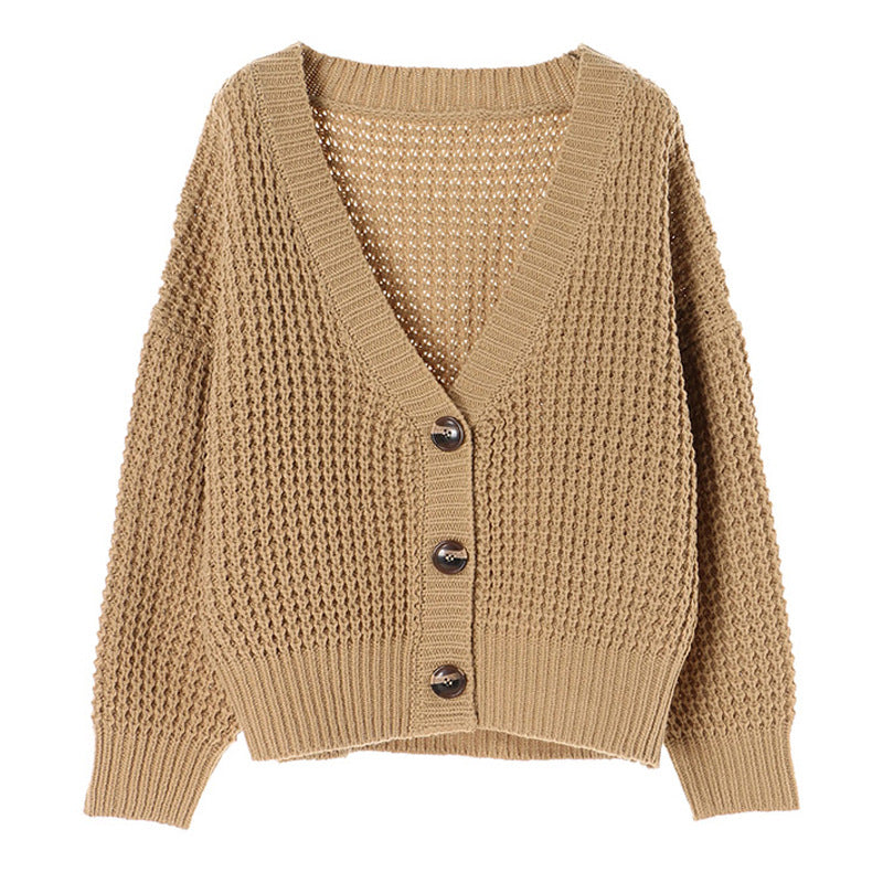 Waffle Knit Casual Cardigan