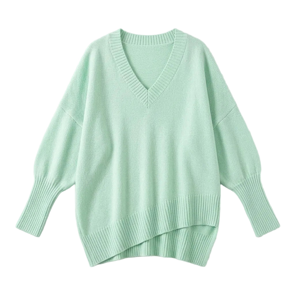 Oversized V-Neck Knit Sweater