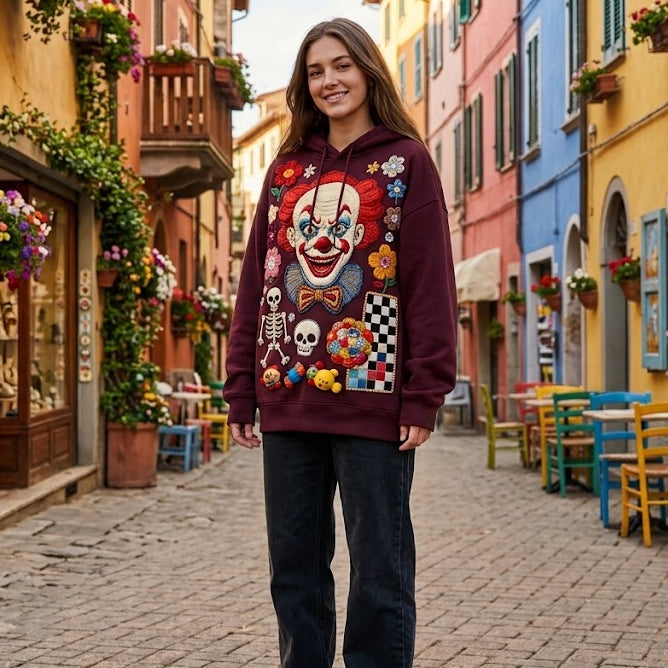 'Clown Core Patchwork' Graphic Hoodie