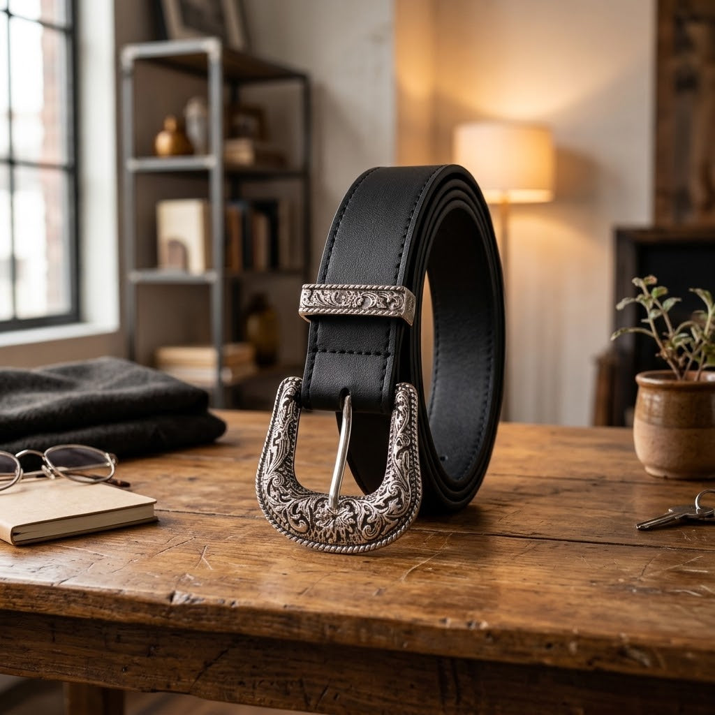 WESTERN VINTAGE – Carved Alloy Buckle Belt