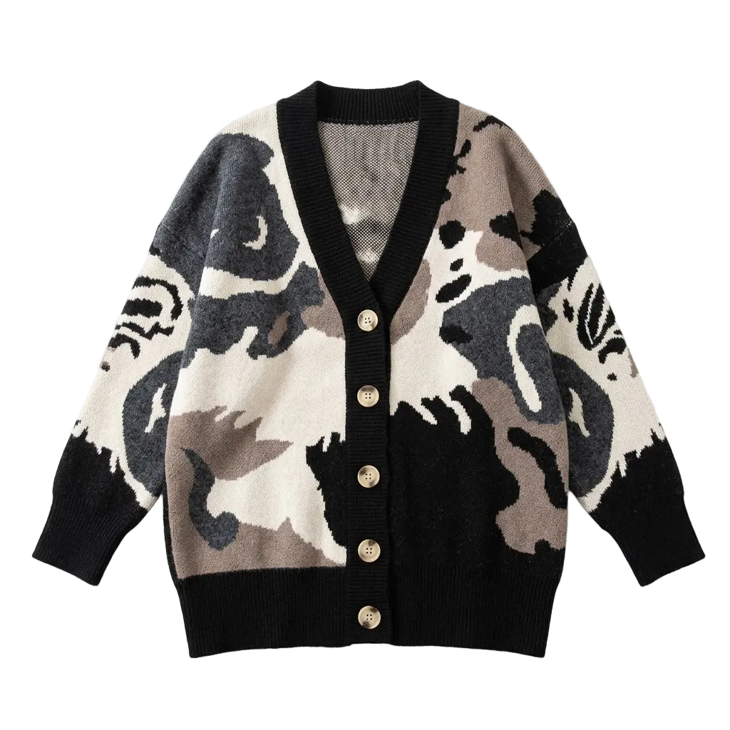 Shadow Motion Abstract Oversized Cardigan