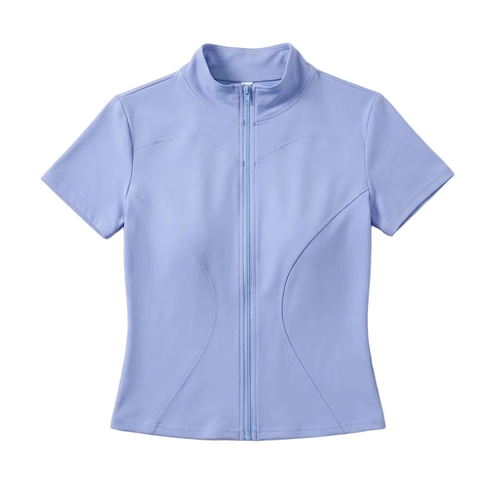 Zip-Up Short-Sleeve Sport Top