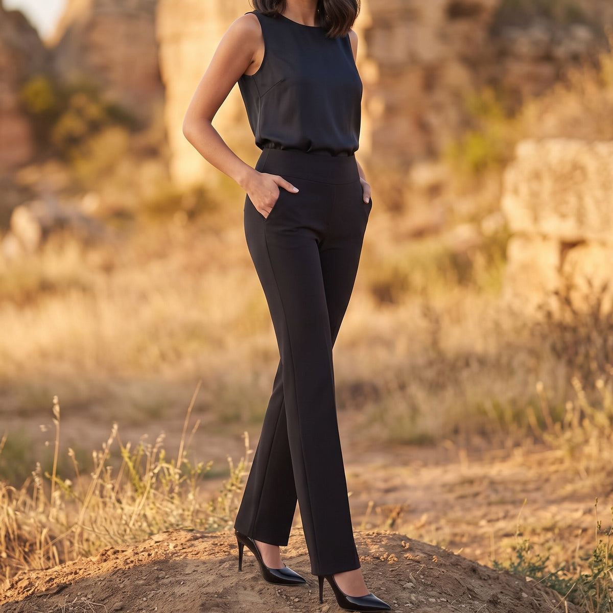 Nova Elegant High-Waist Bootcut Trousers