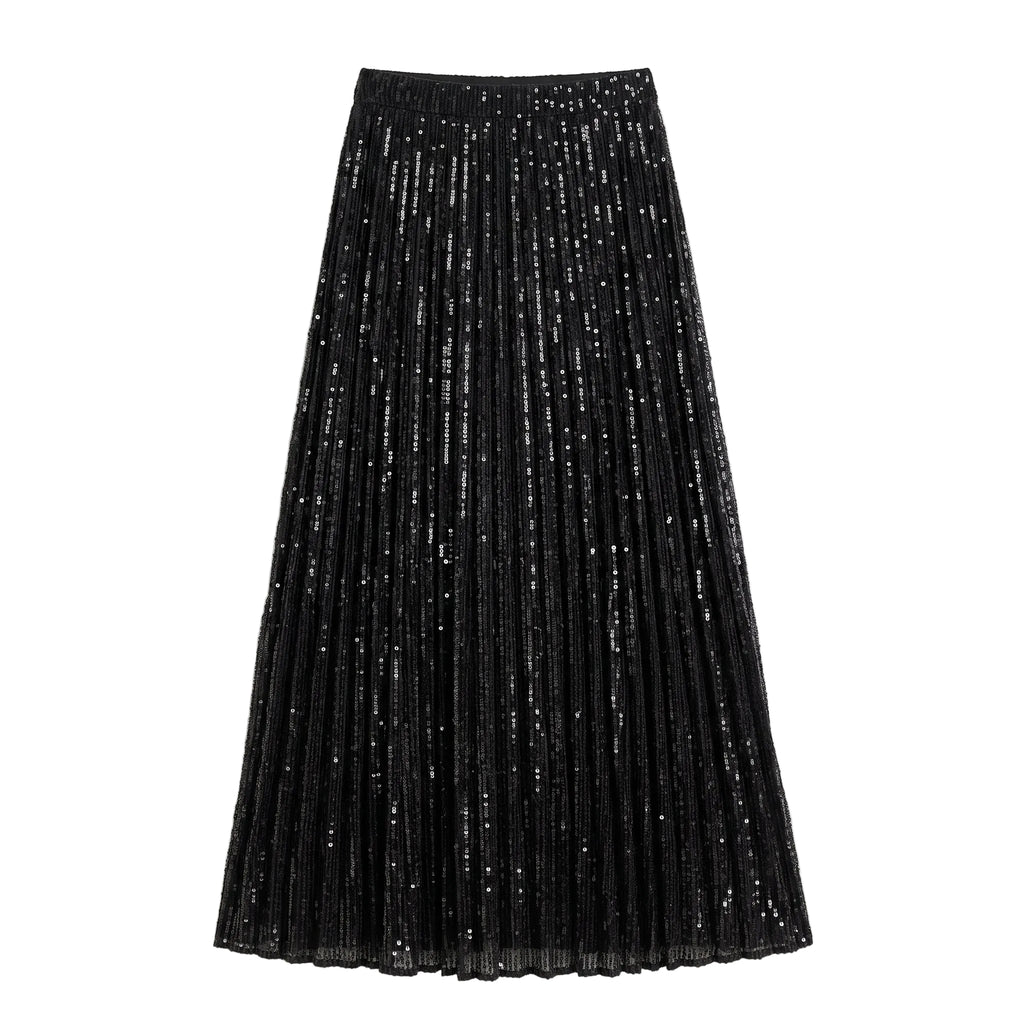 Black Sequin Glamour Maxi Skirt