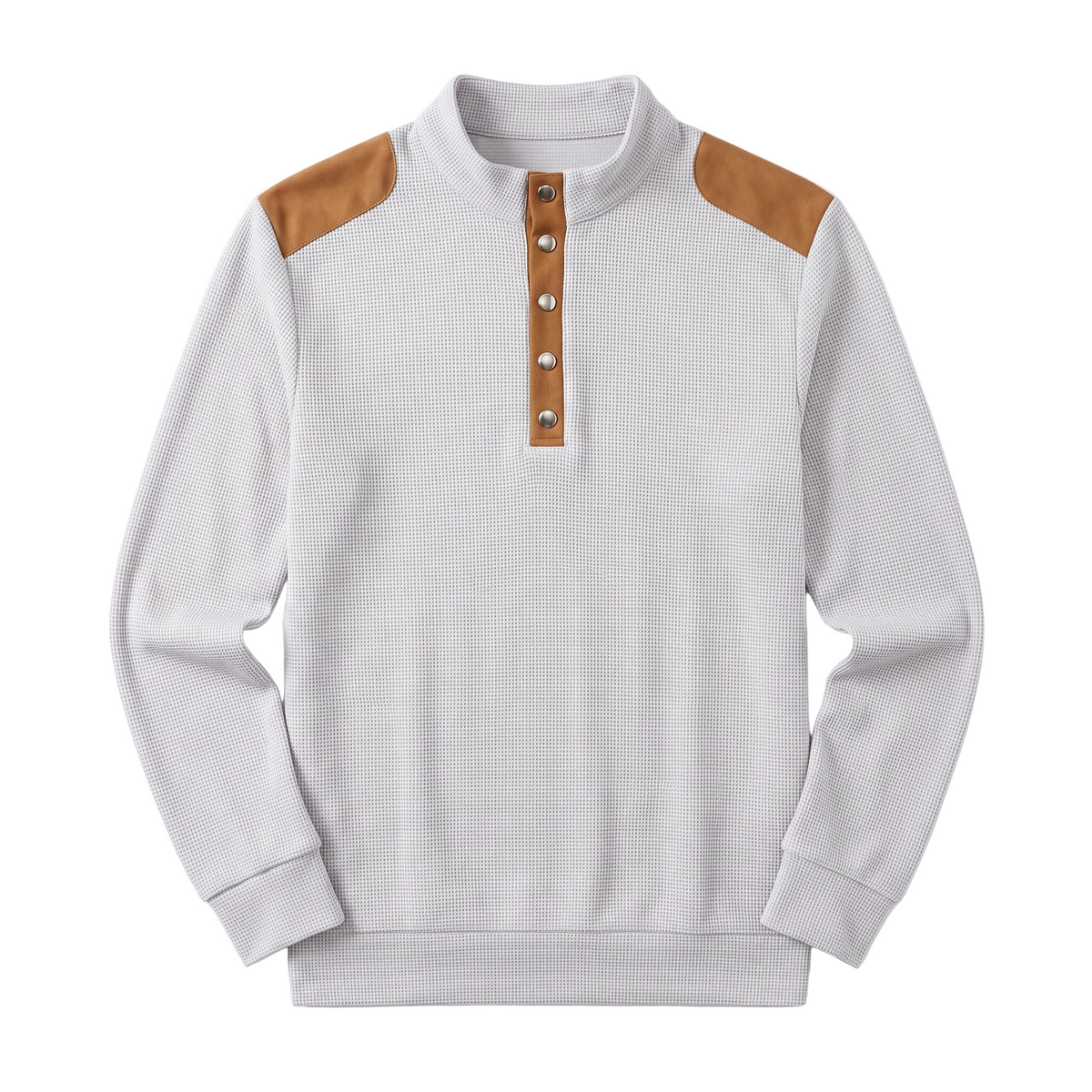 Waffle-Knit Henley Sweatshirt