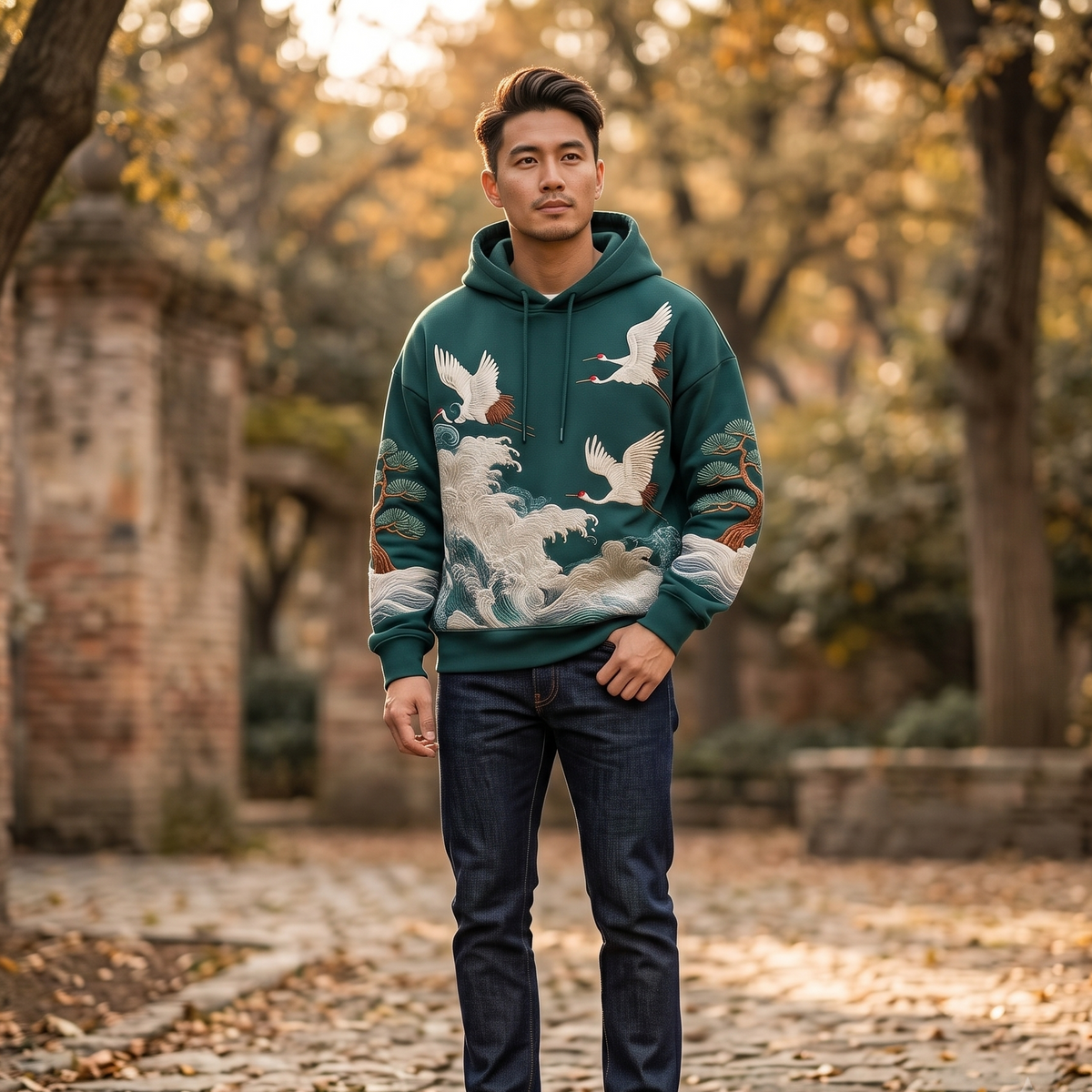 Eastern Crane & Wave Hoodie