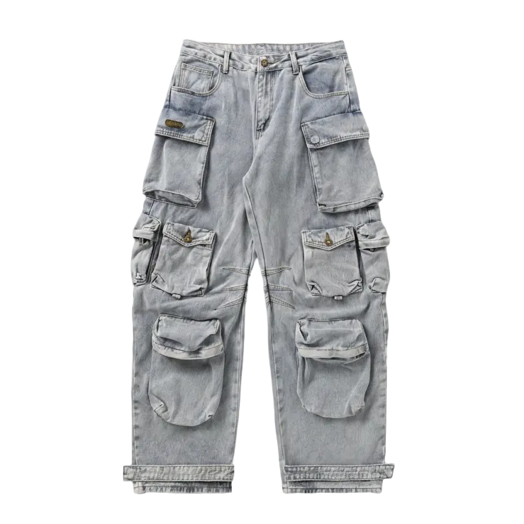 American Retro Striped Workwear Denim Jeans
