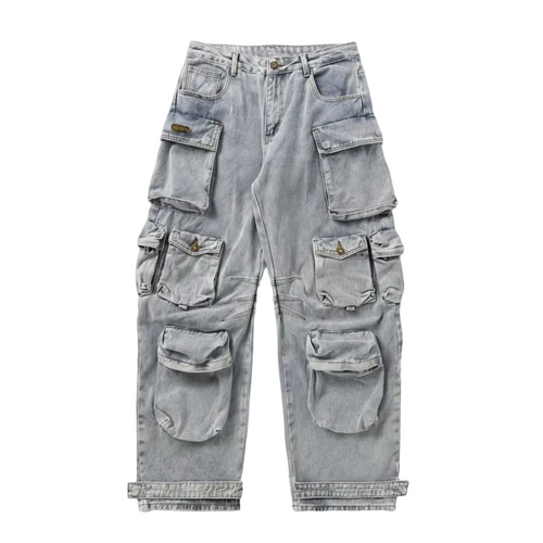 American Retro Striped Workwear Denim Jeans