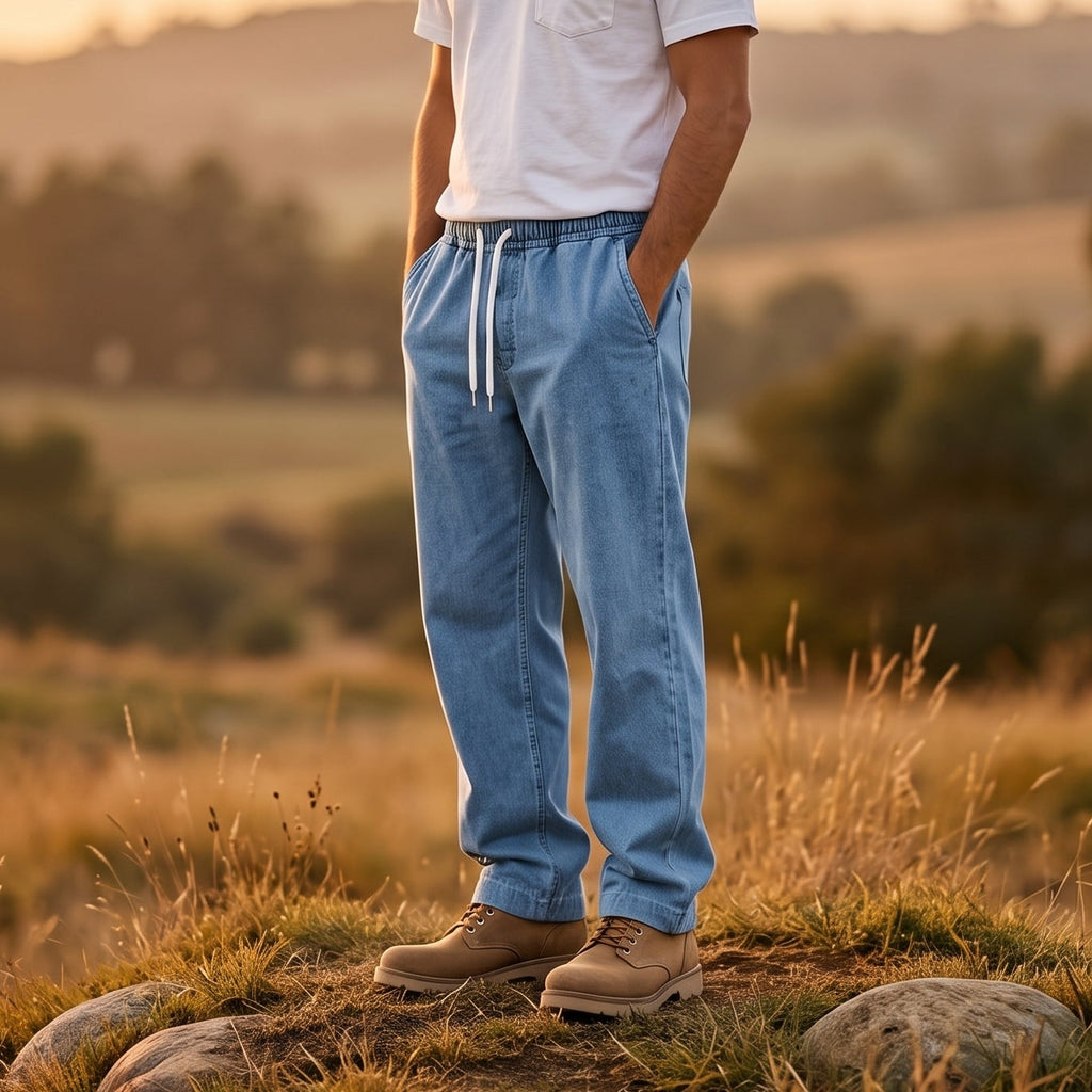 Relaxed-Fit Soft Cotton Denim Trousers