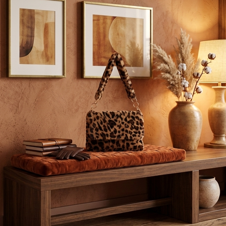 Fuzzy Leopard Messenger Bag