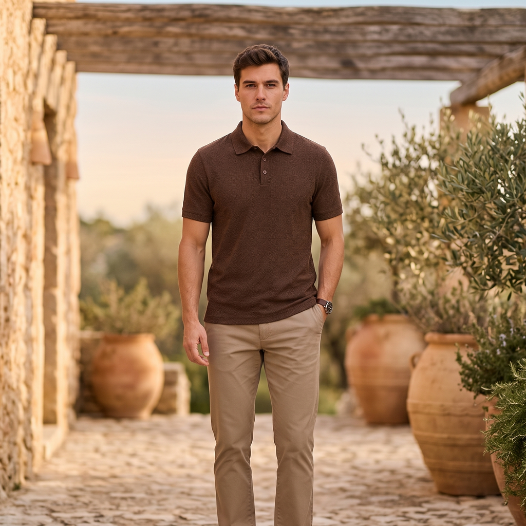 Textured Knit Polo Shirt