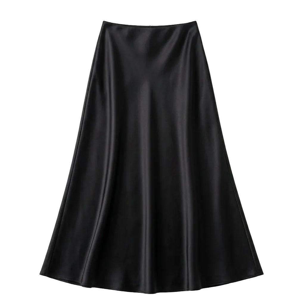 Elegant Satin Mermaid Midi Skirt