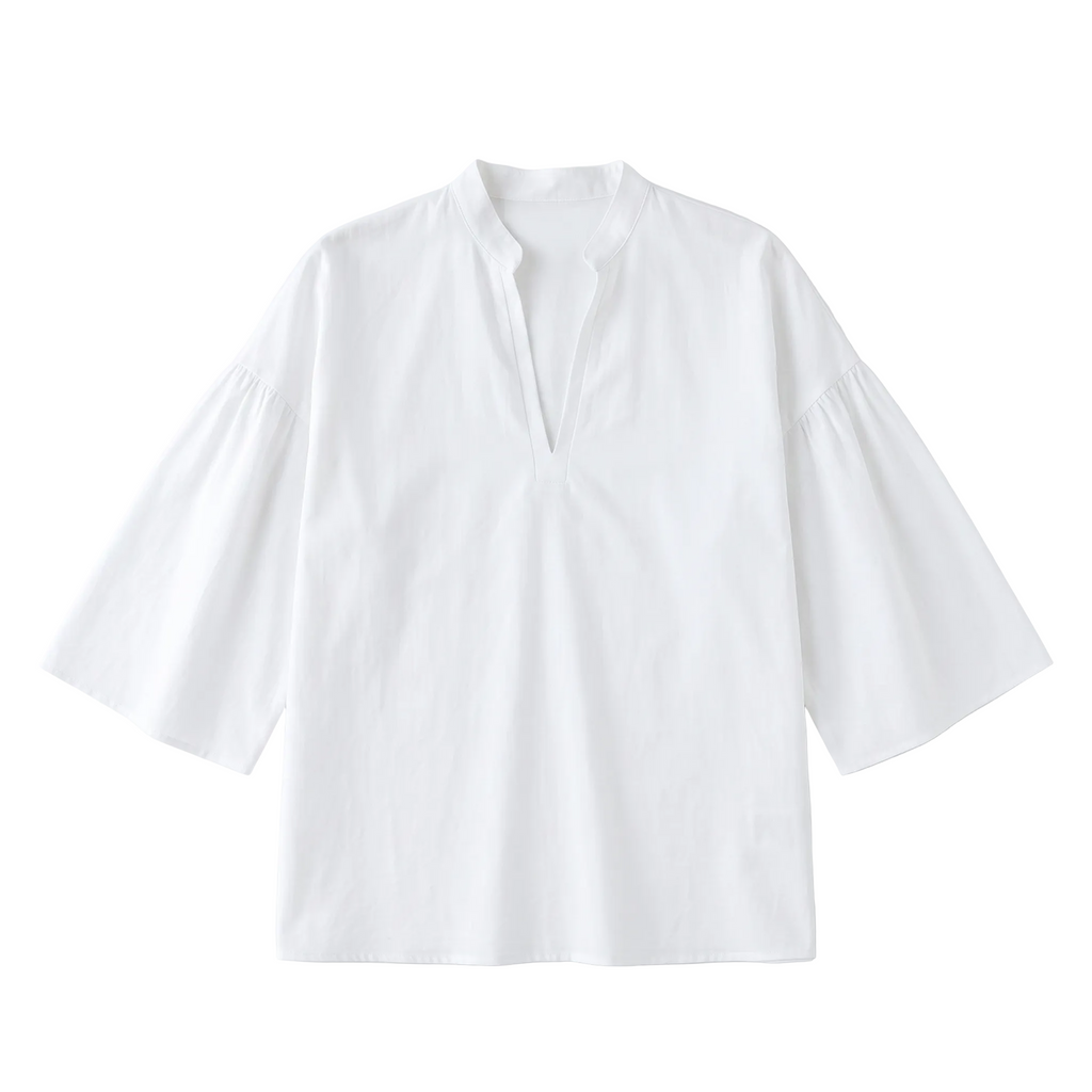 Boho Wide-Sleeve Tunic Shirt