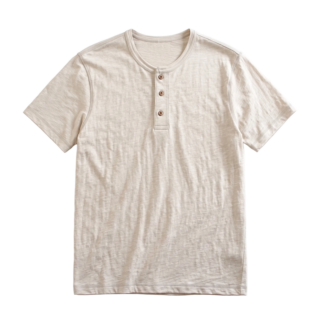 Slub Linen Casual Henley Shirt