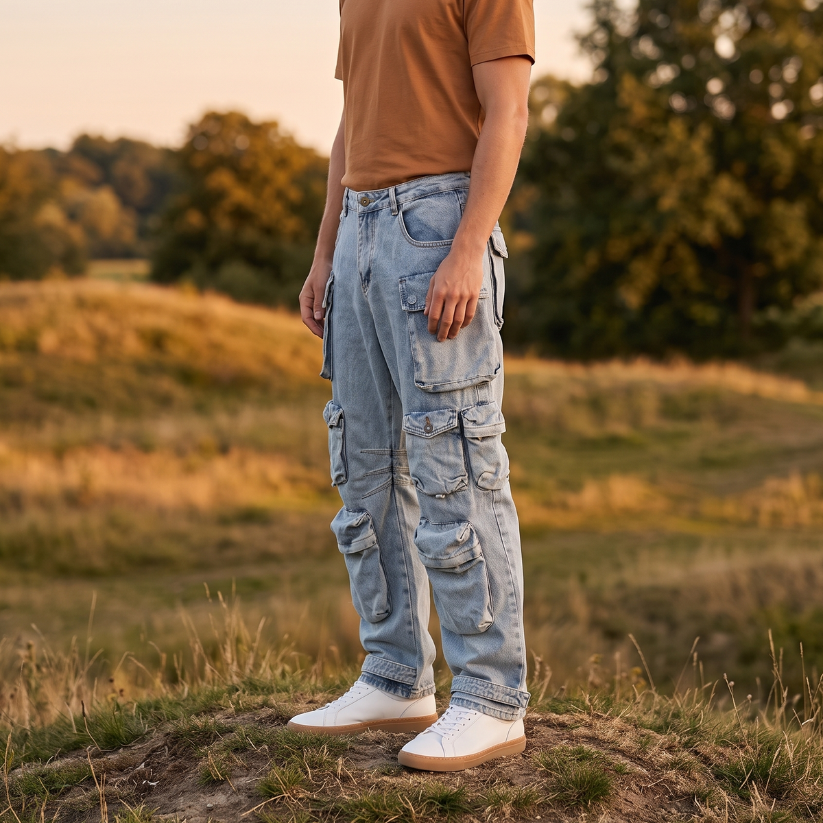 American Retro Striped Workwear Denim Jeans