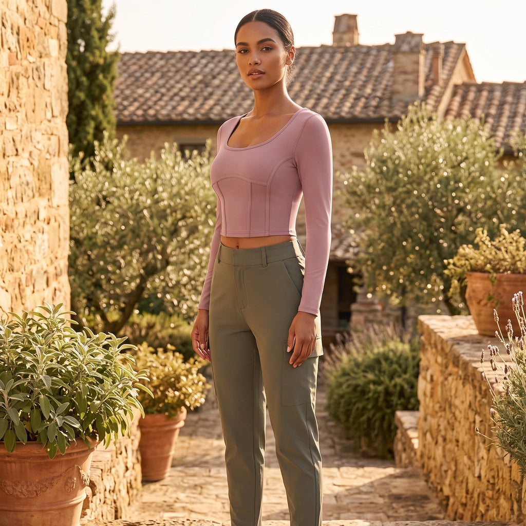 Dusk Rose Corset-Style Long Sleeve