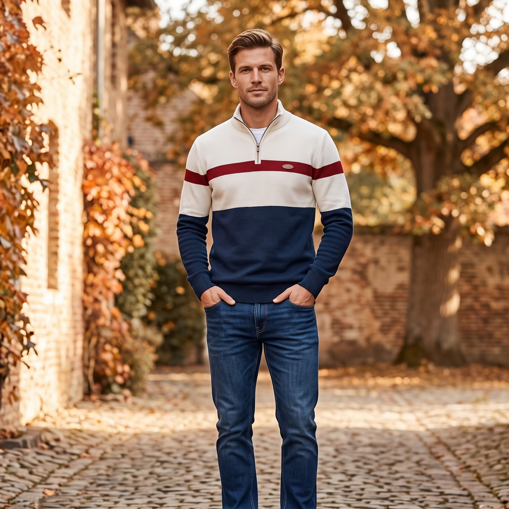 Maritime Breton Quarter-Zip Hoodie