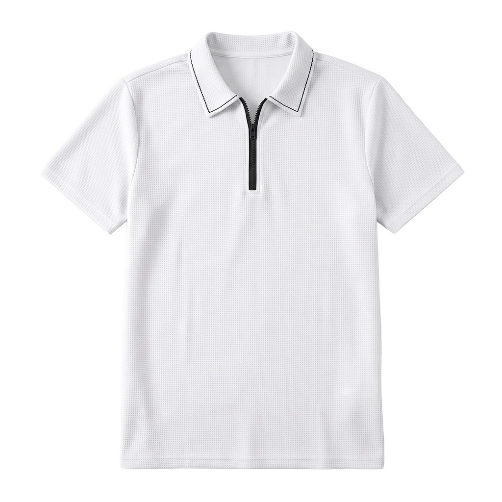 Textured Zip Polo Shirt
