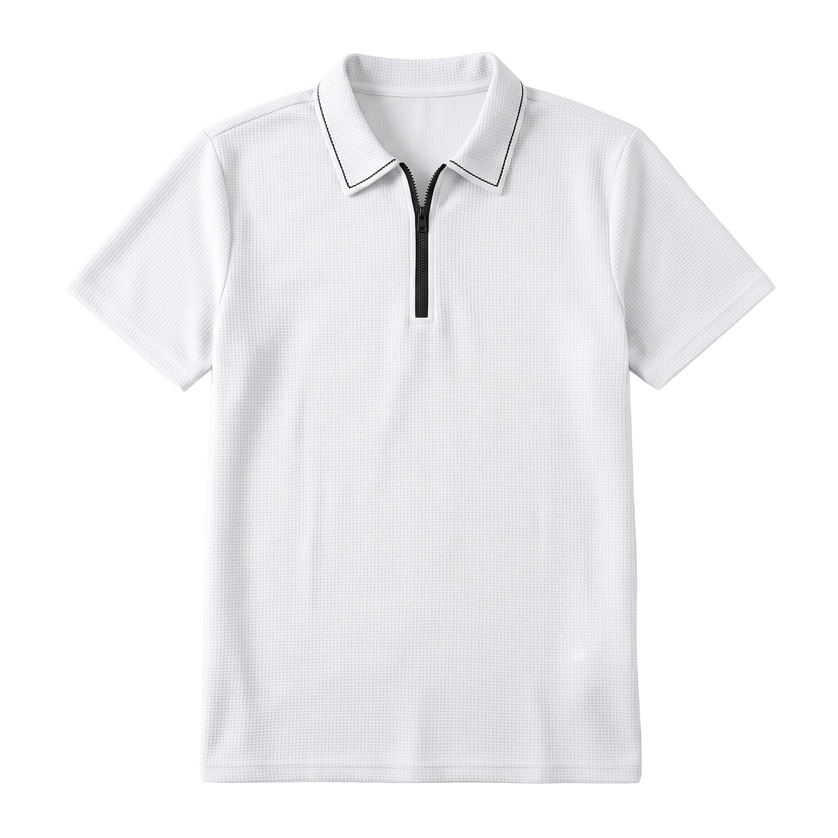 Textured Zip Polo Shirt