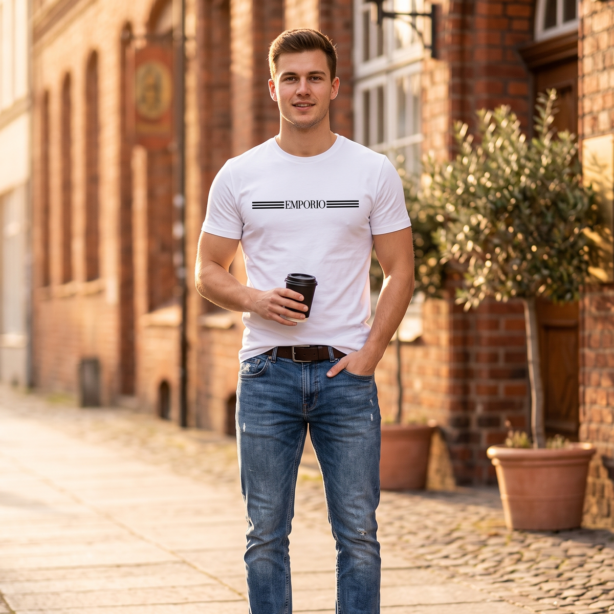 Emporio Stripe Graphic T-Shirt