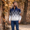 Geo-Argyle Patchwork Sweatshirt