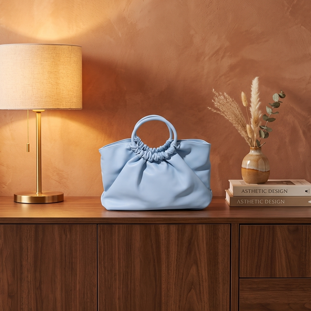 RUCHED BASKET BAG