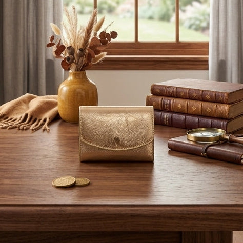 METALLIC GOLD MINI FOLD WALLET