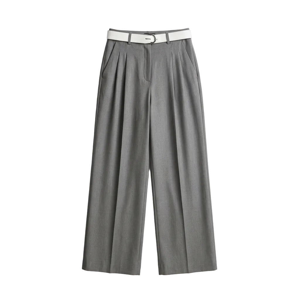 Vespera High-Waist Pleated Tailored Pants