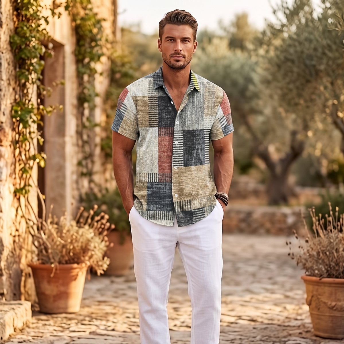 Beach Vintage Patchwork Shirt