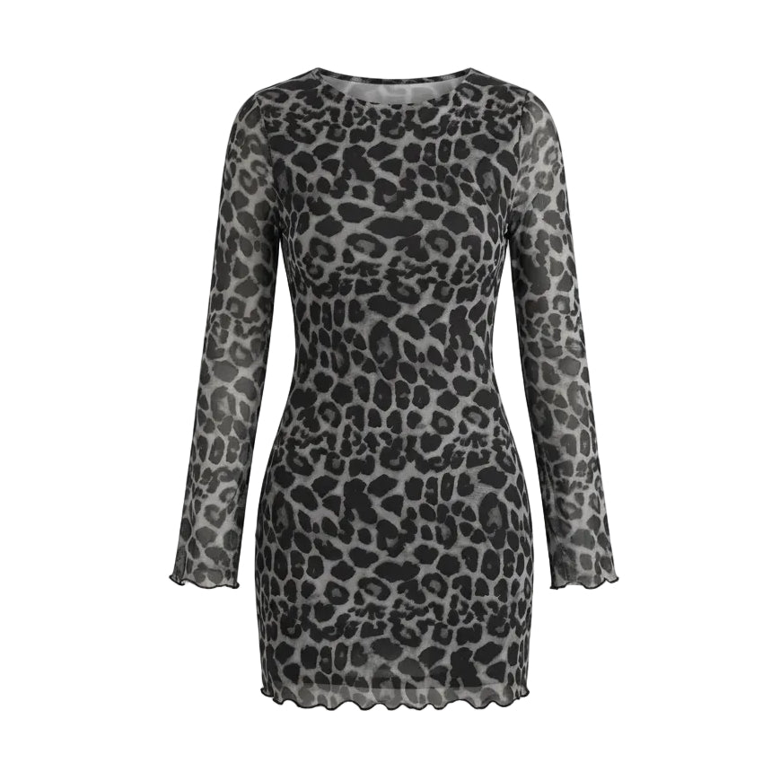 Wild Elegance Leopard Mesh Mini Dress
