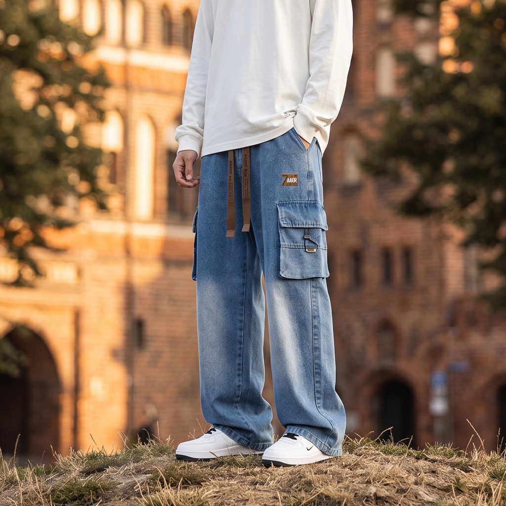 Denim Cargo Jeans